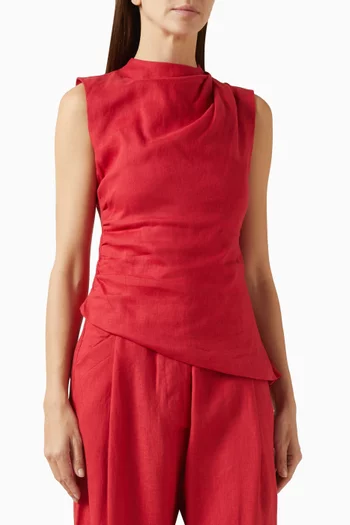 بلوزة بكشكش كتان