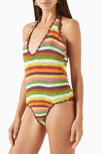 The Vee One-piece Swimsuit in Crochet