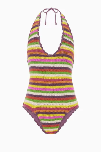The Vee One-piece Swimsuit in Crochet
