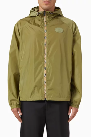 Check Trim Hoodie in Nylon