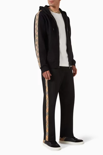 تي شيرت بشريط بنقشة مربعات قطن