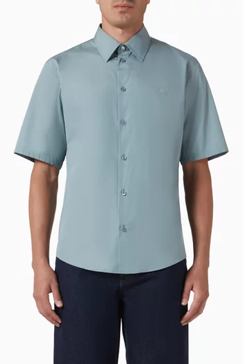 Logo Slim-fit Shirt in Cotton Poplin