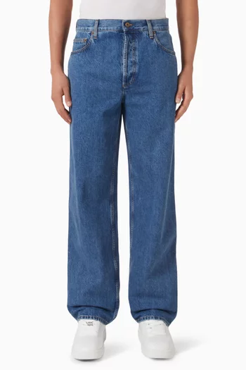 Loose Jeans in Italian Cotton-denim