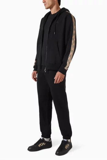 Check Trim Zip-up Hoodie in Cotton