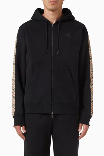 Check Trim Zip-up Hoodie in Cotton