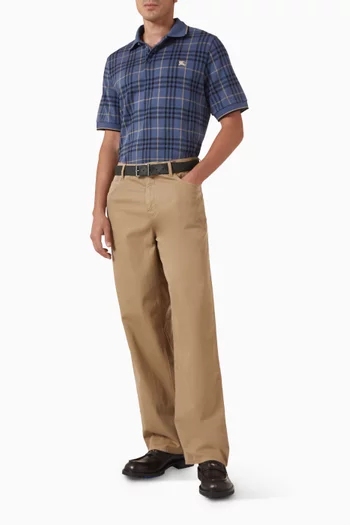 تي شيرت بولو بنقشة مربعات قطن