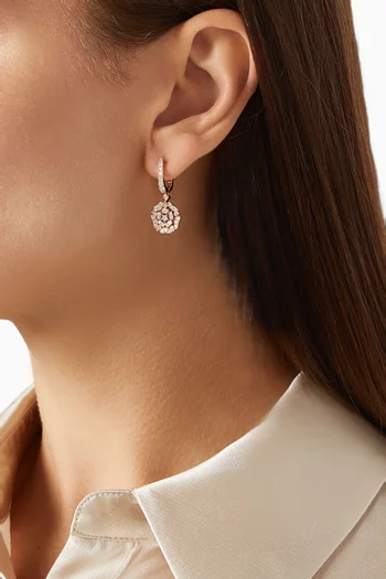 Mini Tudor Rose Diamond Drop Earrings