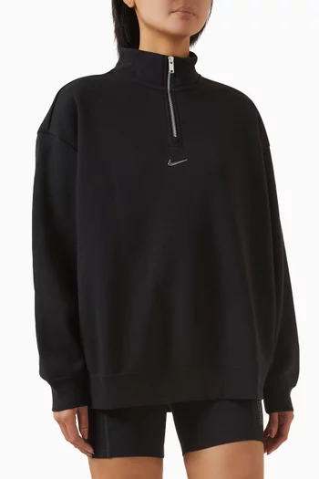 Oversized Quarter-zip Top in Fleece