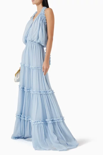 Izbelle Ruffle Gown in Chiffon