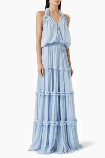 Izbelle Ruffle Gown in Chiffon