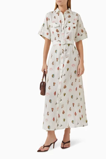 Memento Belted Dress in Linen