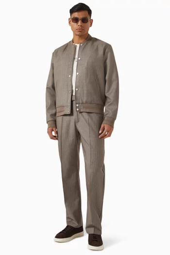 Baseball Pinstripe Bomber Jacket
