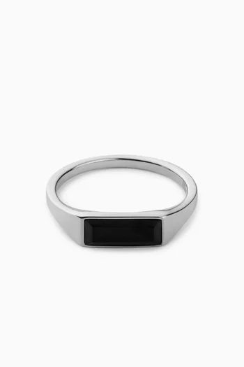 Thin Lennox Onyx Ring in Sterling Silver