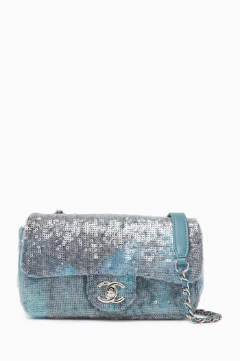 Mini Sequin-embellished Waterfall Shoulder Bag in Lambskin Leather