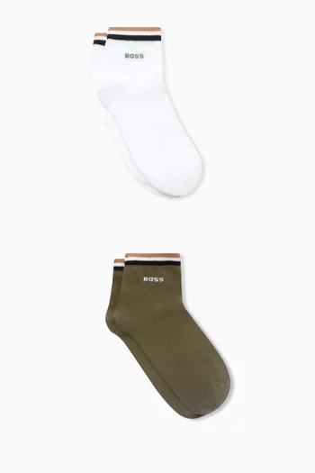 Signature Stripe Shorts Socks in Cotton-blend, Set of 2