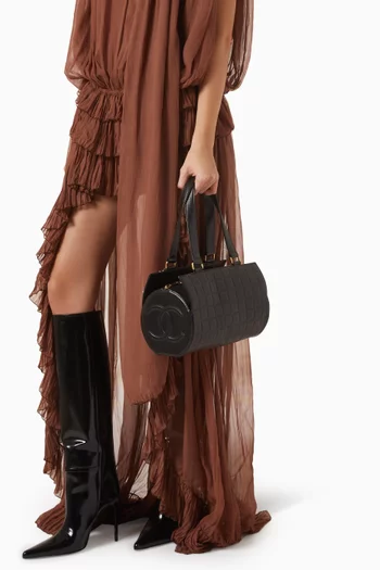 Chocolate Bar Barrel Bag in Lambskin Leather