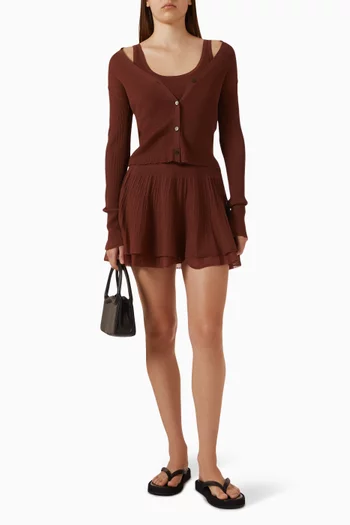 تنورة قصيرة بتصميم شبه شفاف مزيج فيسكوز