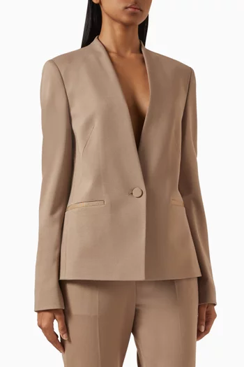 Collarless Blazer in Stretch Punto Milano