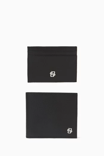 Monogram Wallet & Cardholder Set in Leather