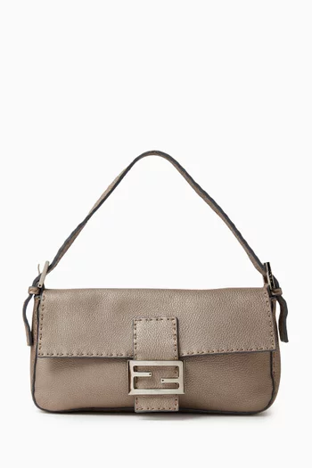 Selleria Baguette Shoulder Bag in Metallic Leather