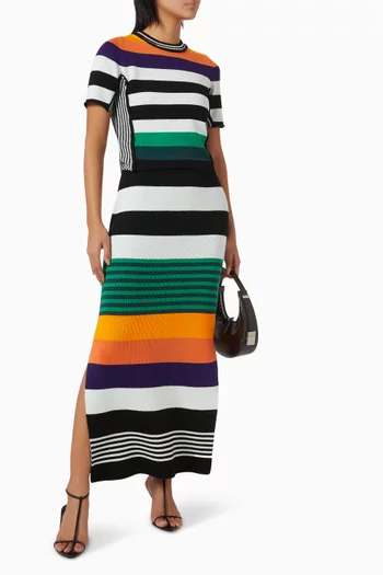 Striped Crop T-shirt in Cotton Knit