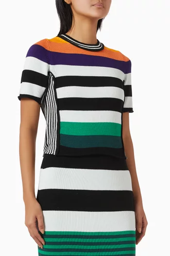 Striped Crop T-shirt in Cotton Knit