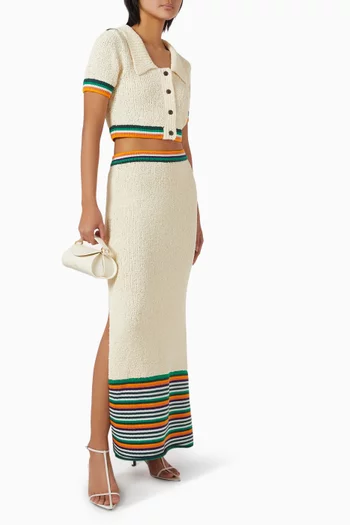 Polo Cropped T-shirt in Bouclé-knit