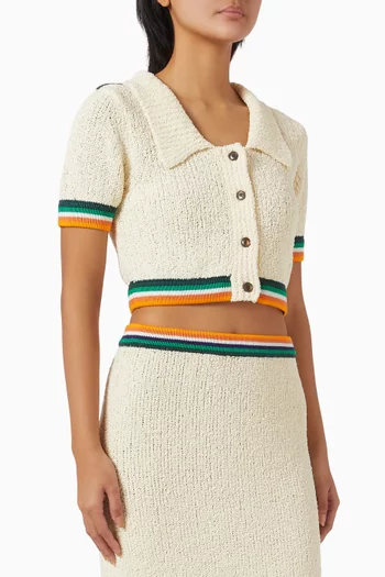 Polo Cropped T-shirt in Bouclé-knit