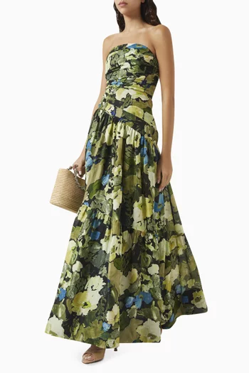 Weyes Strapless Tiered Maxi Dress in Linen TENCEL™ Blend