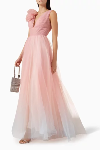 Ombré Ruffle Gown in Tulle