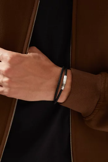 Octagon Click Double Wrap Bracelet in Leather