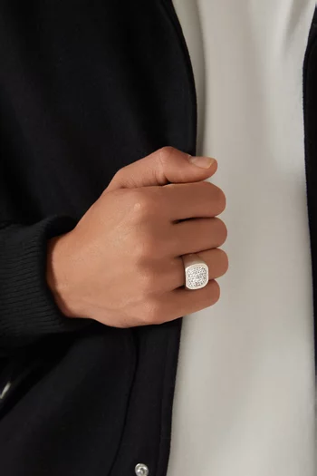 Pavé Signet Ring Rhodium-plated Silver