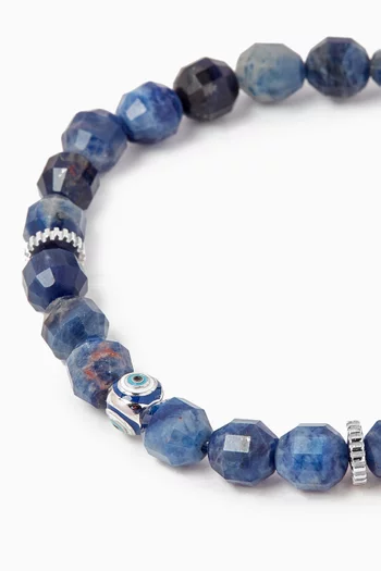 FW25 Bracelet /TAT /Silver /Rhod /Polished /Sodalite /Blue Enamel/ Evil Eye Bead /36 Facets/ Hexa /Gear Tag /Single Wrap /Medium 17.5cm CF /Hexade Evil Eye:Blue:M|218325509