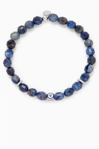 FW25 Bracelet /TAT /Silver /Rhod /Polished /Sodalite /Blue Enamel/ Evil Eye Bead /36 Facets/ Hexa /Gear Tag /Single Wrap /Medium 17.5cm CF /Hexade Evil Eye:Blue:M|218325509
