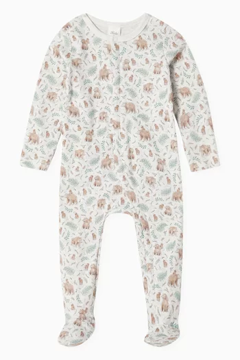 Mateo Forest-bear Sleepsuit in Organic Cotton