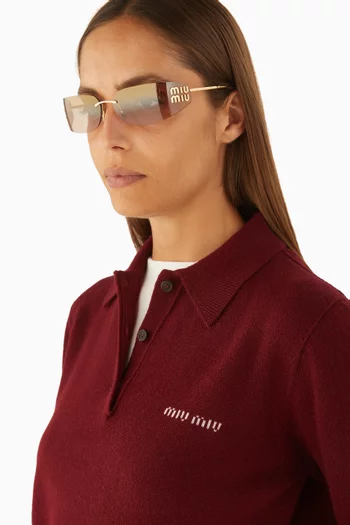 Rimless Rectangle Sunglasses in Metal