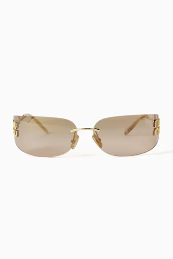 Rimless Rectangle Sunglasses in Metal
