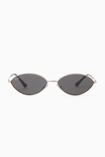 Kai Bio-Based Oval Sunglasses in Metal