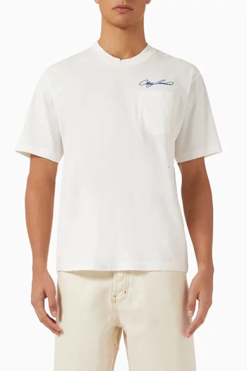 تي شيرت بعبارة Cherry American وجيب بتصميم ممزق قطن