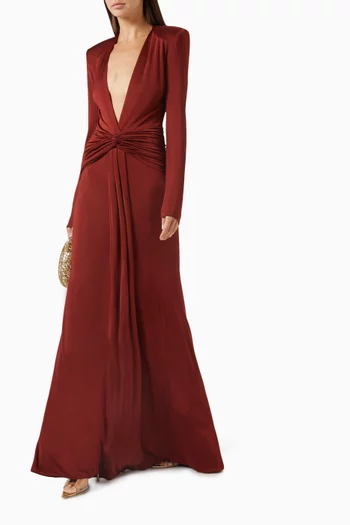 Azure Plunge-neck Maxi Dress
