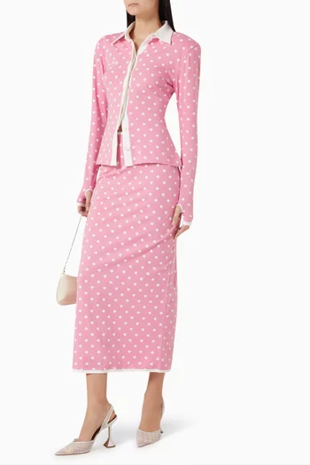 Contrast-trim Maxi Skirt in Jersey