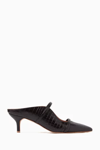 Maureen 45 Mules in Croc-embossed Leather