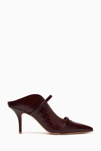 Maureen 70 Mules in Gloss Croc-embossed Leather
