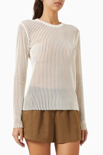 بلوزة شفافة بنقشة مخططة قطن