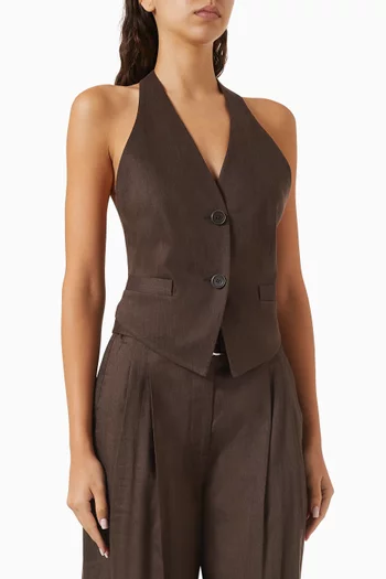 Halterneck Vest in Linen Blend