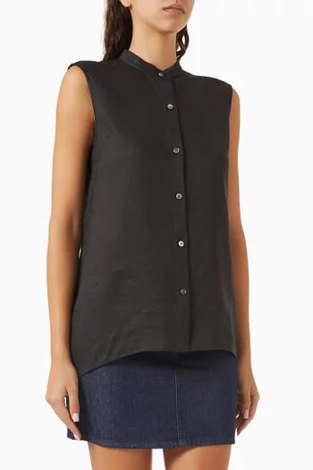 Asymmetric Shirt in Linen Twill