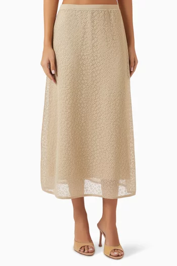 Floral-lace Skirt in Cotton Blend