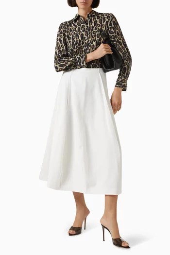 Curved Flare Skirt in City Twill