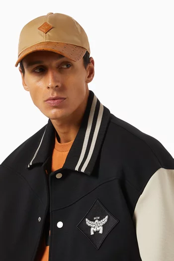 Baseball Cap in Canvas & Visetos Leather