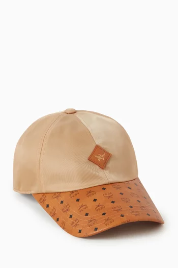 Baseball Cap in Canvas & Visetos Leather